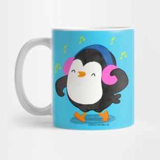 Happy Penguin with a Headphone Mug